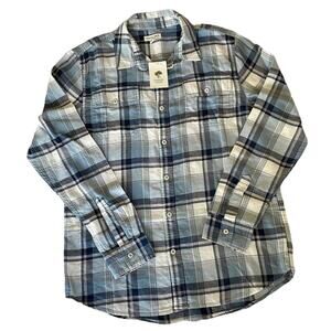 Tucker + Tate Nordstrom Boys Youth XXL 18/20 Blue Ivory Plaid Button Down Shirt
